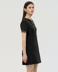 40 Momme Seidenkleid in A-Linie mit kurzen Ärmeln