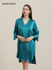 Entspannte Seiden-Nachtkleid mit 3/4-Ärmeln