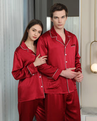 Langes Seiden-Pyjamaset für Paare