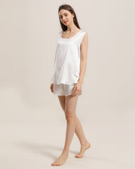 2-teiliges Seiden-Pyjama-Set ohne Ärmel