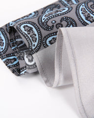Dunkelgraues Einstecktuch mit Patchwork- und Druckdesign