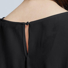Damen Seidenbluse mit runder Halsöffnung und Laternenärmeln