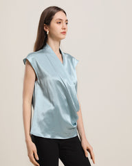 Sleeveless V-Hals Seidenbluse