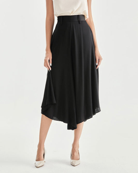 Hochtaillierte Seidenhosen für Frauen mit breiten Beinen