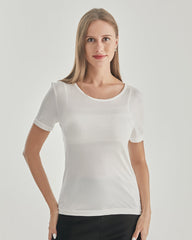Frauen Rundhals-Seiden-Gestricktes T-Shirt
