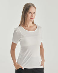 Frauen Rundhals-Seiden-Gestricktes T-Shirt
