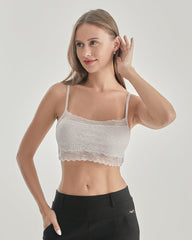 Gestricktes Seiden-Barette mit quadratischem Ausschnitt und Spitzen-Crop-Top
