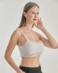 Gestricktes Seiden-Barette mit quadratischem Ausschnitt und Spitzen-Crop-Top