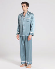 Herren Seiden-Pyjama Schlafanzug Set