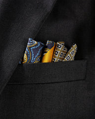 Männer klassisches Taschentuch mit goldenem Druckmuster und Patchwork-Design
