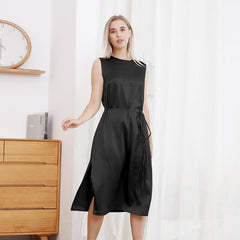 22 Momme Rundhalsausschnitt Seiden-Midi-Kleid