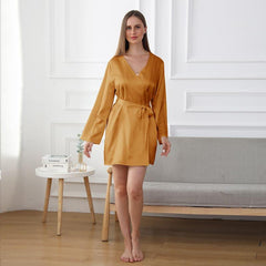 Damen Waschbarer 100% Seiden Kurz-Robe