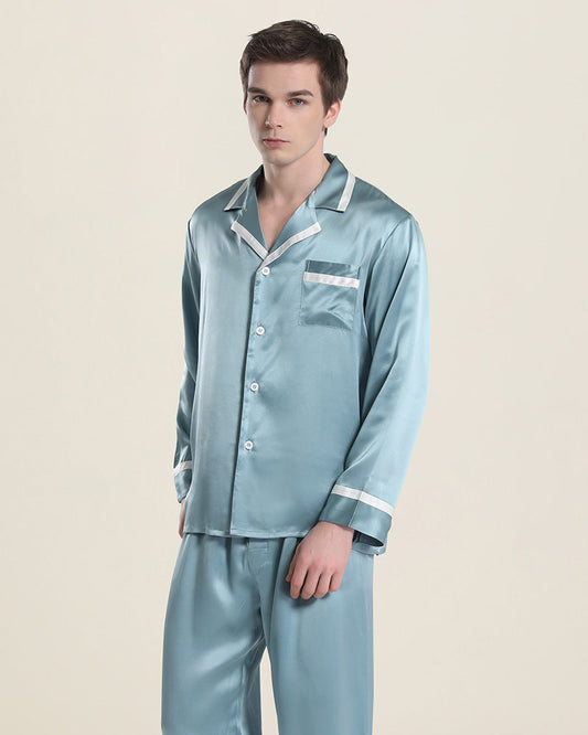 Herren Seiden-Pyjama Schlafanzug Set