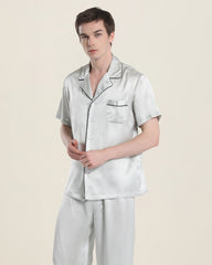 Kurzarm 100% Seiden-Pyjama für Herren