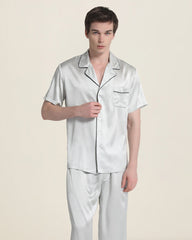 Kurzarm 100% Seiden-Pyjama für Herren