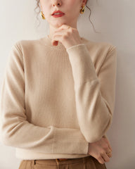Damen-Kaschmirpullover mit Rundhalsausschnitt