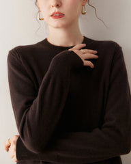 Damen-Kaschmirpullover mit Rundhalsausschnitt