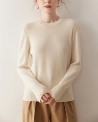 Damen-Kaschmirpullover mit Rundhalsausschnitt