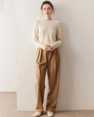 Damen-Kaschmirpullover mit Rundhalsausschnitt
