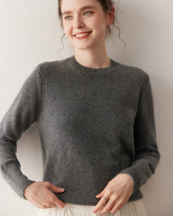 Damen-Kaschmirpullover mit Rundhalsausschnitt