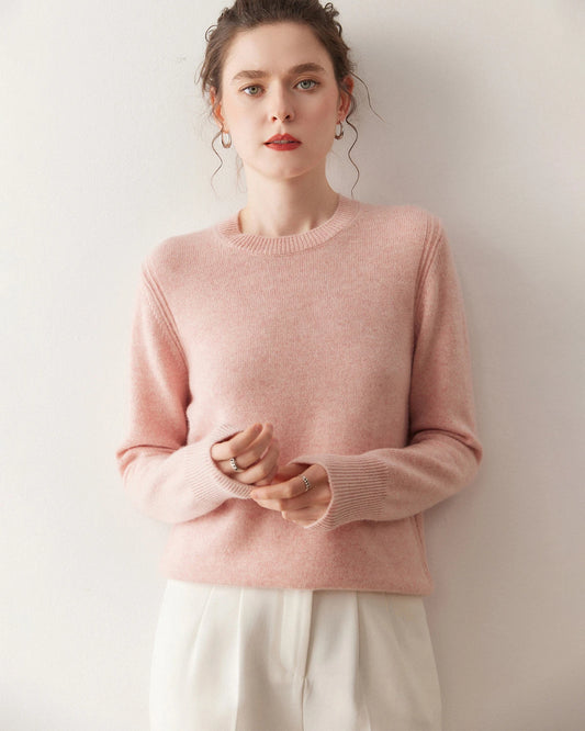 Damen-Kaschmirpullover mit Rundhalsausschnitt