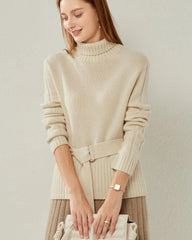 Kaschmir-Pullover mit Gürtel