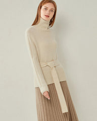 Kaschmir-Pullover mit Gürtel