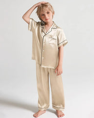 Jungen Seidenpyjama-Set mit Kurzarm