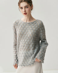 Atmungsaktiver Seide-Kaschmir Rundhals-Pullover