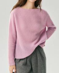Kaschmir-Seiden-Pullover mit U-Boot-Ausschnitt