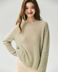 Kaschmir-Seiden-Pullover mit U-Boot-Ausschnitt