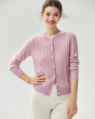 Kaschmir-Seiden-Cardigan mit Zopfmuster