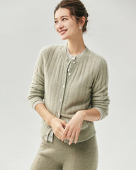 Kaschmir-Seiden-Cardigan mit Zopfmuster