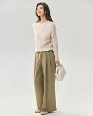 Kaschmir-Seiden-Pullover mit diagonalem Zopfmuster