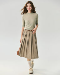 Kaschmir-Seiden-Pullover mit Kurzarm und Love-Letter-Motiv