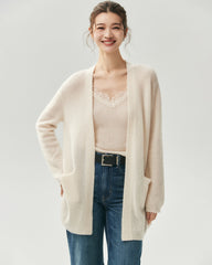 Kaschmir-Seide-Cardigan mit offenem Frontdesign und Taschen