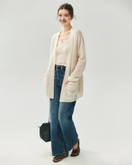 Kaschmir-Seide-Cardigan mit offenem Frontdesign und Taschen