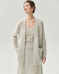 Kaschmir-Seide-Cardigan mit offenem Frontdesign und Taschen