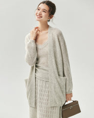 Kaschmir-Seide-Cardigan mit offenem Frontdesign und Taschen