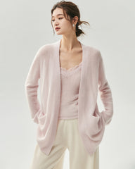 Kaschmir-Seide-Cardigan mit offenem Frontdesign und Taschen