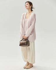 Kaschmir-Seide-Cardigan mit offenem Frontdesign und Taschen
