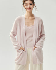Kaschmir-Seide-Cardigan mit offenem Frontdesign und Taschen