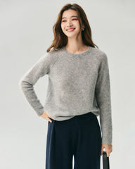Kaschmir-Seiden-Pullover mit Raglanärmeln