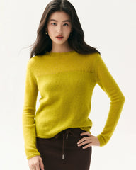 Kaschmir-Seiden-Pullover mit transparenten Ärmeln