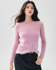 Kaschmir-Seiden-Pullover mit transparenten Ärmeln