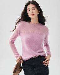 Kaschmir-Seiden-Pullover mit transparenten Ärmeln