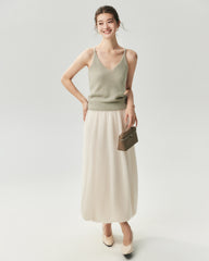 Kaschmir-Seide-Set mit V-Ausschnitt-Cardigan und Camisole