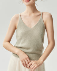 Kaschmir-Seide-Set mit V-Ausschnitt-Cardigan und Camisole