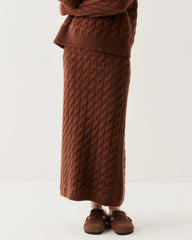 Kaschmir-Woll Zopfstrick Pullover & Rock Set