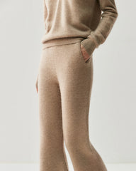 Kaschmir-Woll-Schlagstrickhose mit Taschen